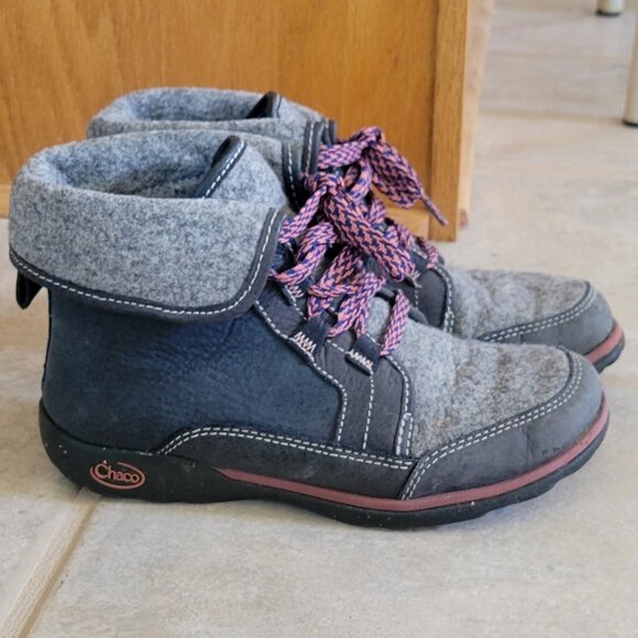 Chaco Barbary Blue Steel Gray Chukka Fold Over Bootie Womens Size 6 - Picture 1 of 12